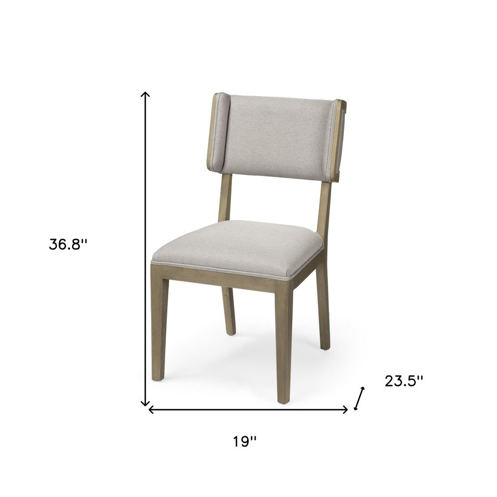 Set of Two Light Gray and Brown Upholstered Fabric Open Back Side Chairs