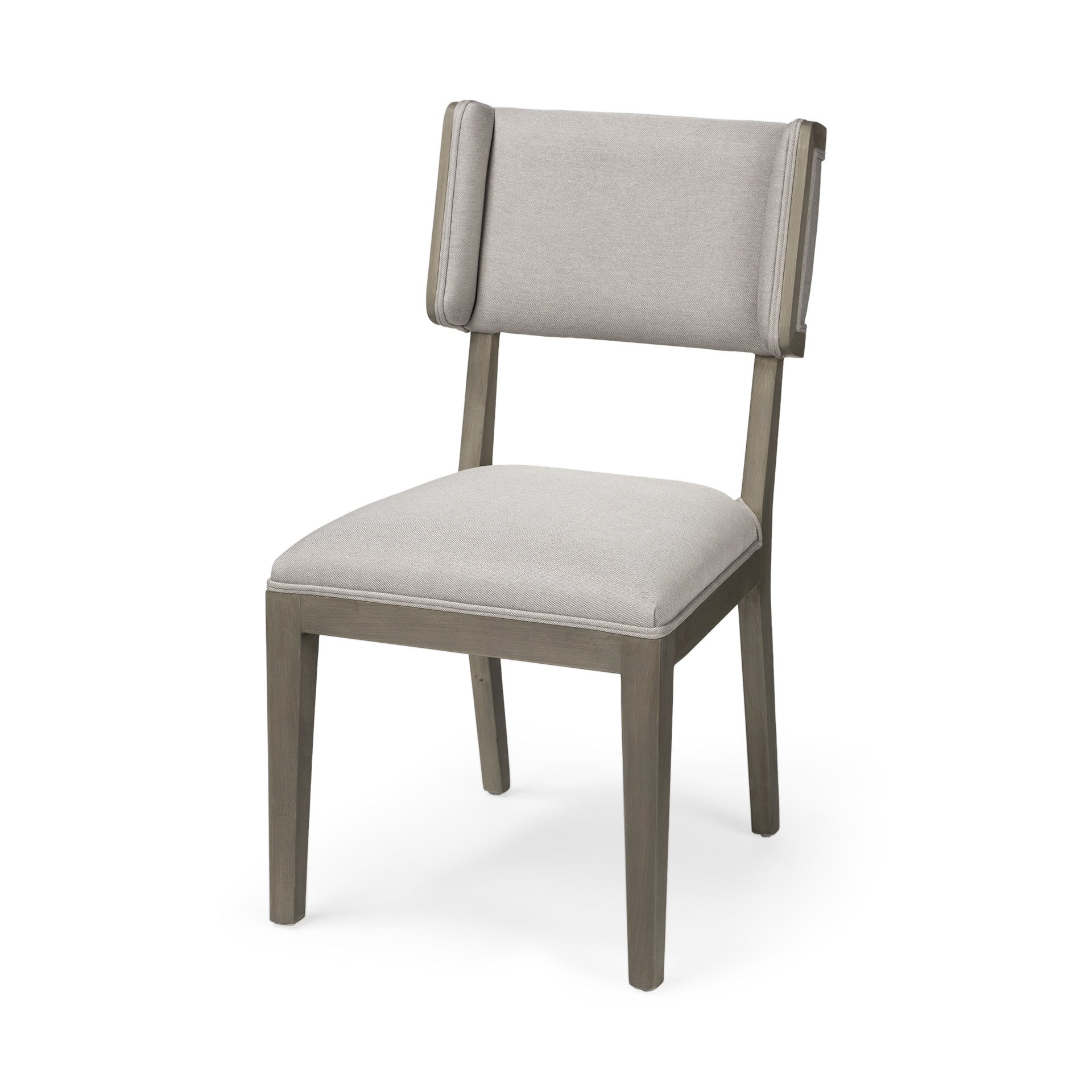 Set of Two Brown and Light Gray Upholstered Fabric Open Back Side Chairs