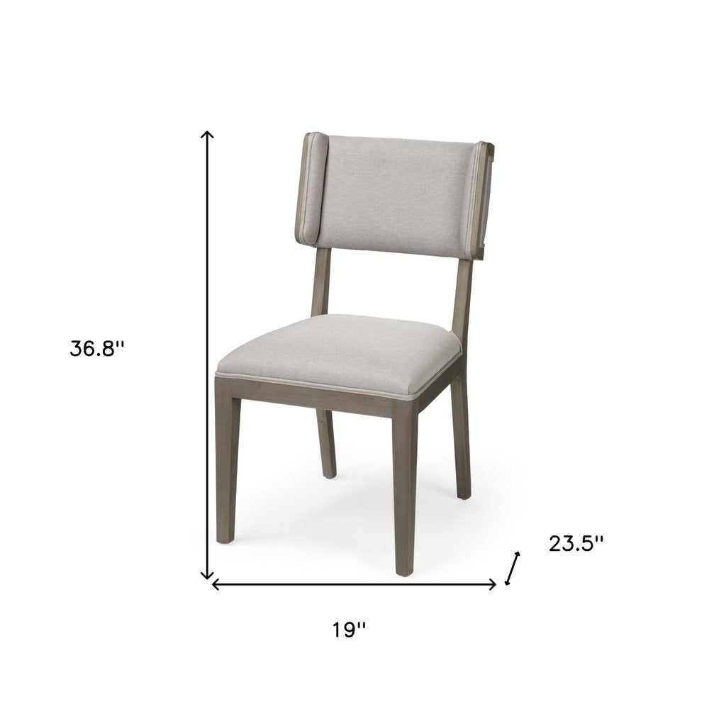 Set of Two Brown and Light Gray Upholstered Fabric Open Back Side Chairs