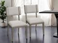 Set of Two Brown and Light Gray Upholstered Fabric Open Back Side Chairs