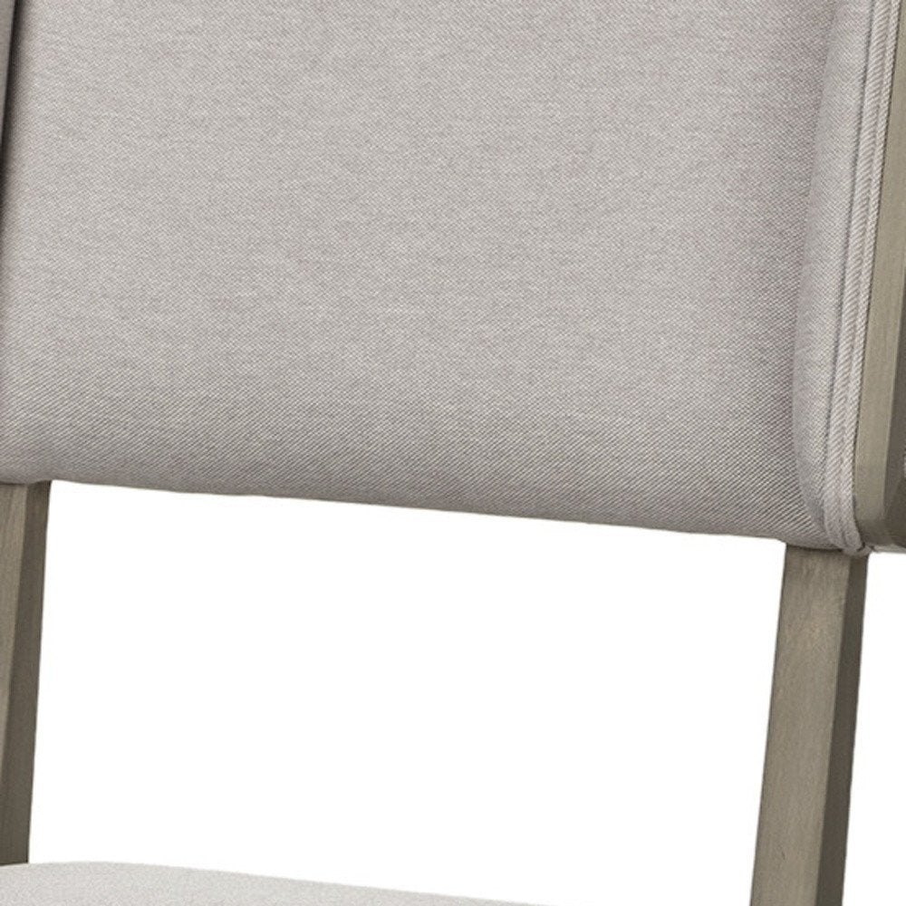 Set of Two Brown and Light Gray Upholstered Fabric Open Back Side Chairs