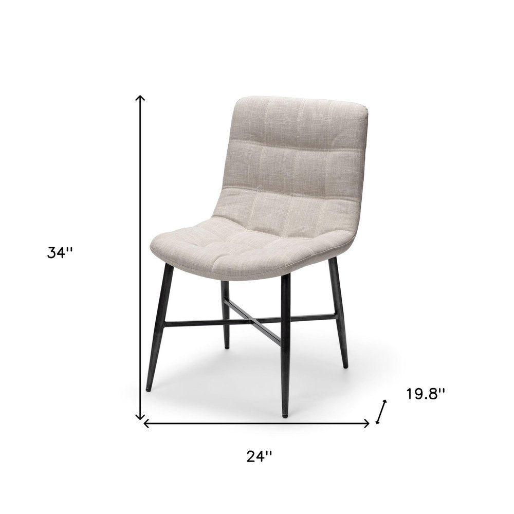 Set of Two White and Black Upholstered Fabric Open Back Side Chairs
