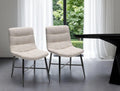Set of Two White and Black Upholstered Fabric Open Back Side Chairs