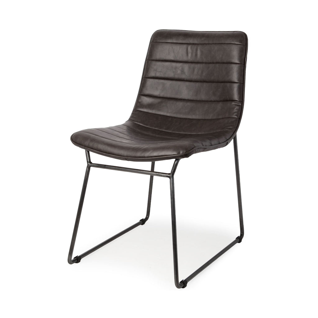 Set of Two Black Upholstered Faux Leather Side Chairs