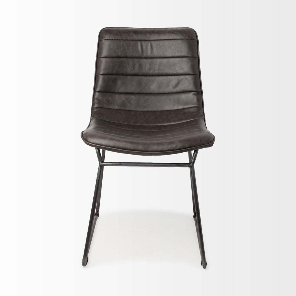 Set of Two Black Upholstered Faux Leather Side Chairs