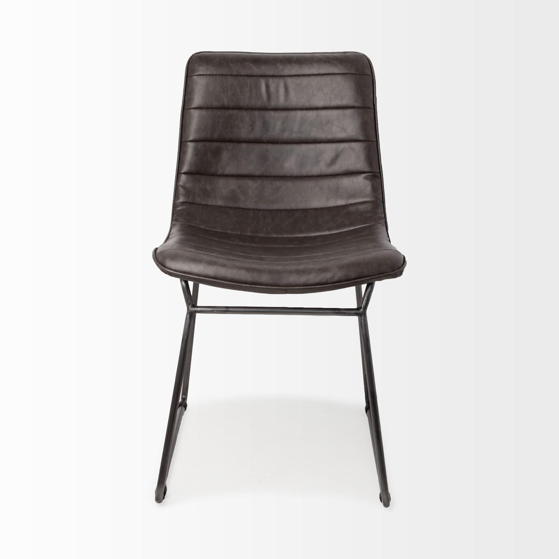 Set of Two Black Upholstered Faux Leather Side Chairs