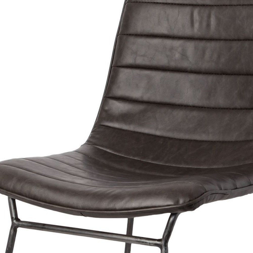 Set of Two Black Upholstered Faux Leather Side Chairs