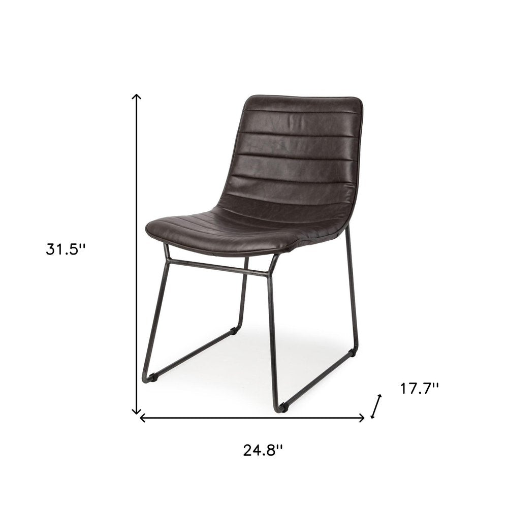 Set of Two Black Upholstered Faux Leather Side Chairs