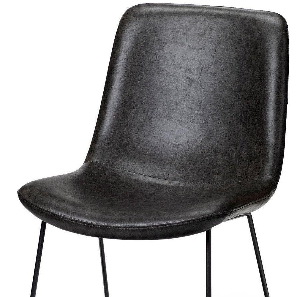 Set of Two Black Upholstered Faux Leather Side Chairs