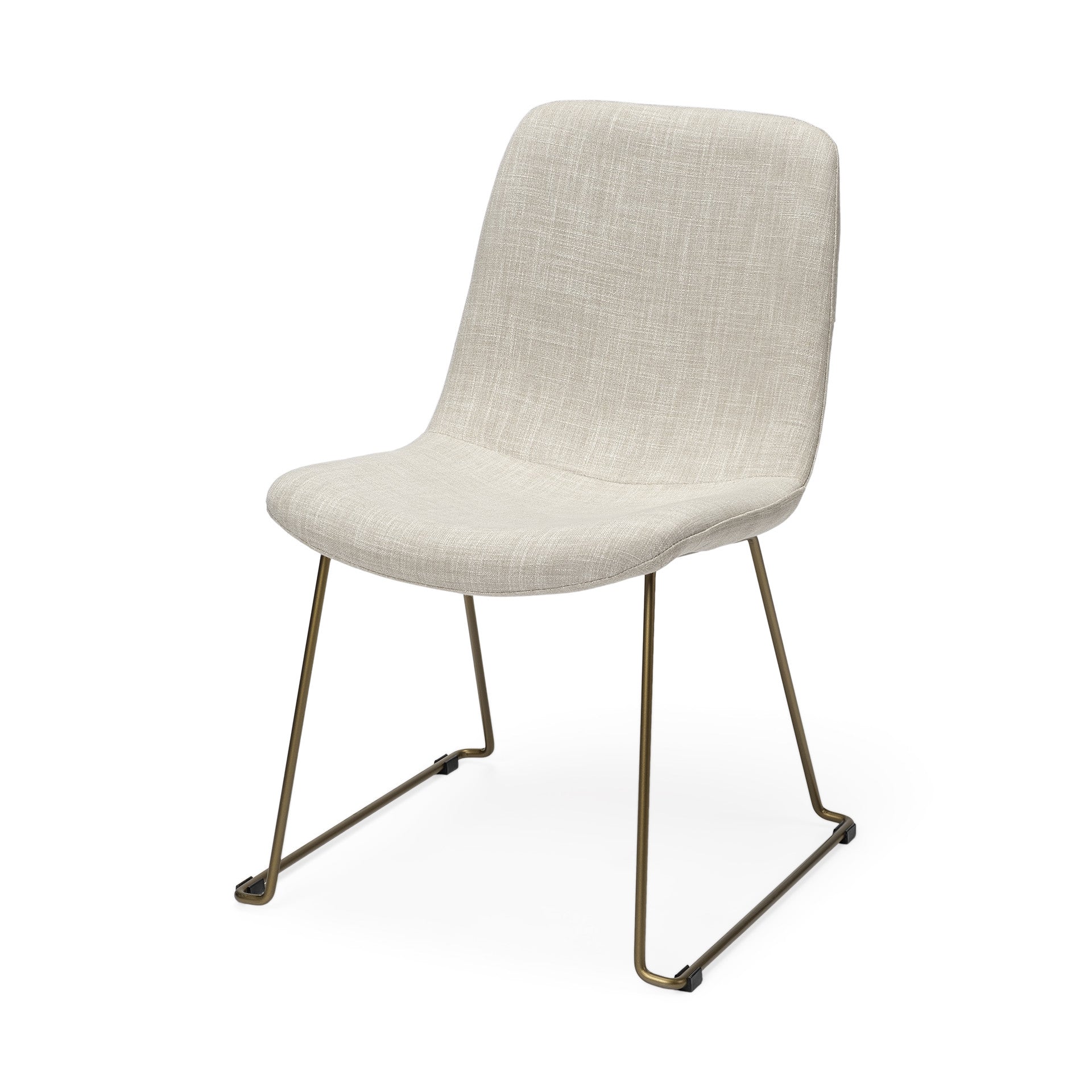 Set of Two Cream and Gold Upholstered Fabric Side Chairs