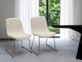 Set of Two Cream and Gold Upholstered Fabric Side Chairs