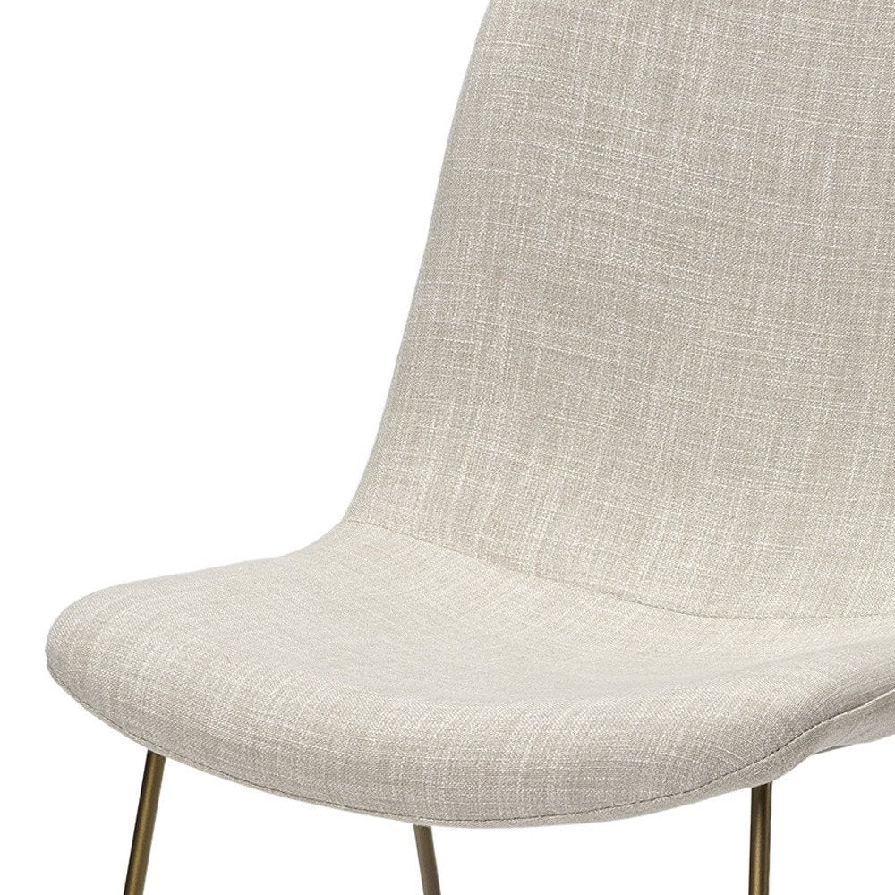 Set of Two Cream and Gold Upholstered Fabric Side Chairs