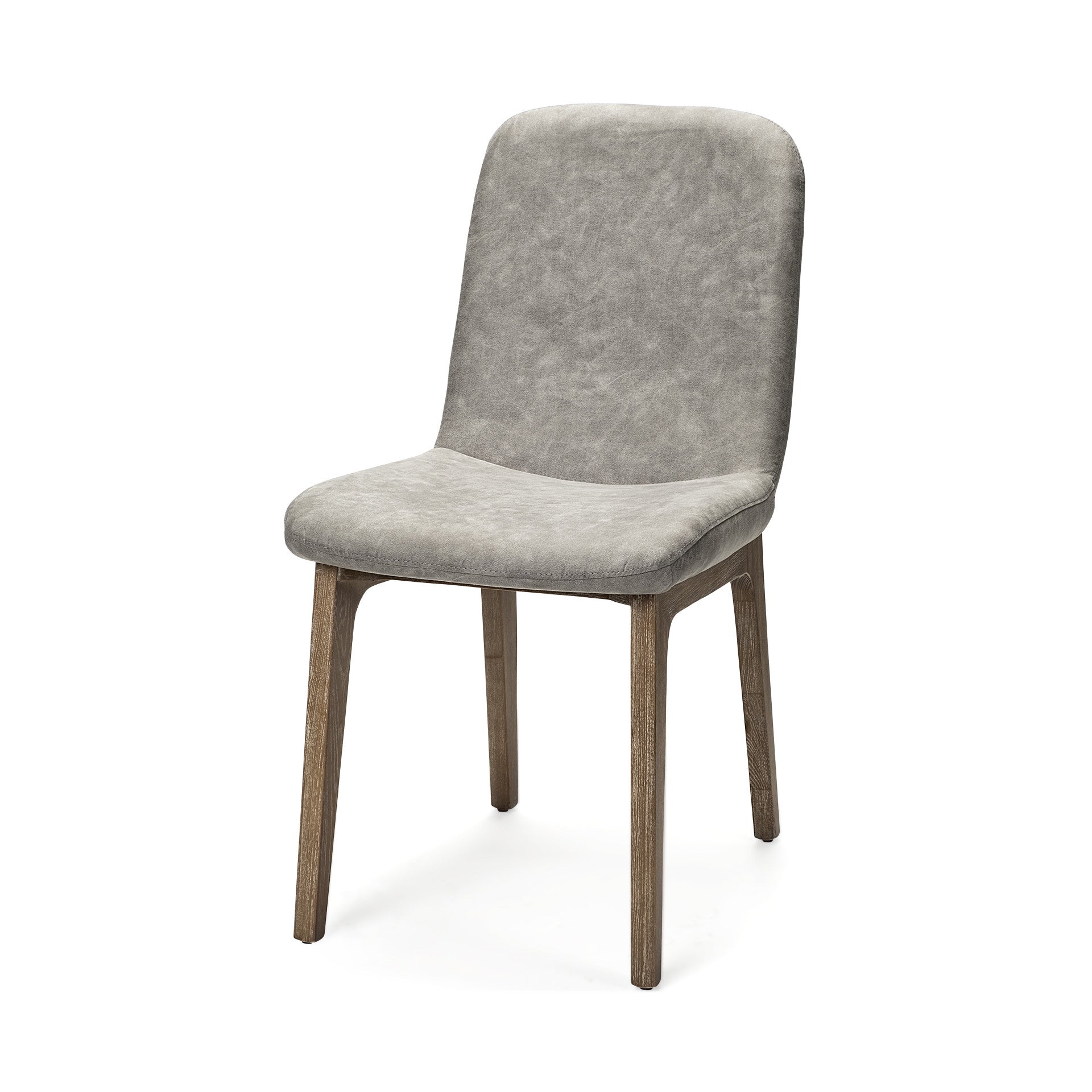 Set of Two Gray and Brown Upholstered Fabric Side Chairs