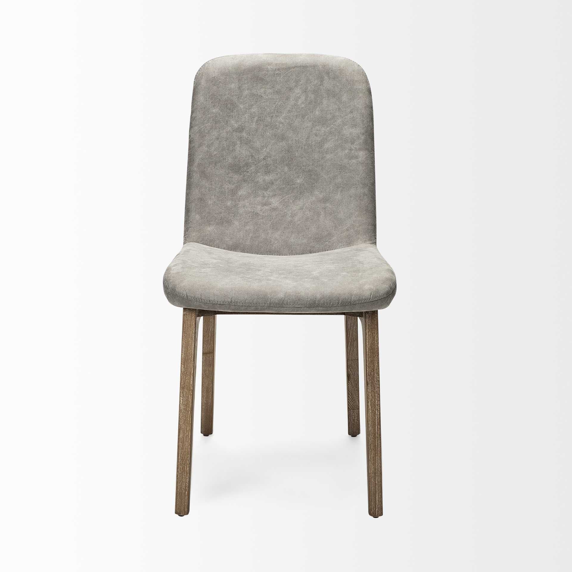 Set of Two Gray and Brown Upholstered Fabric Side Chairs