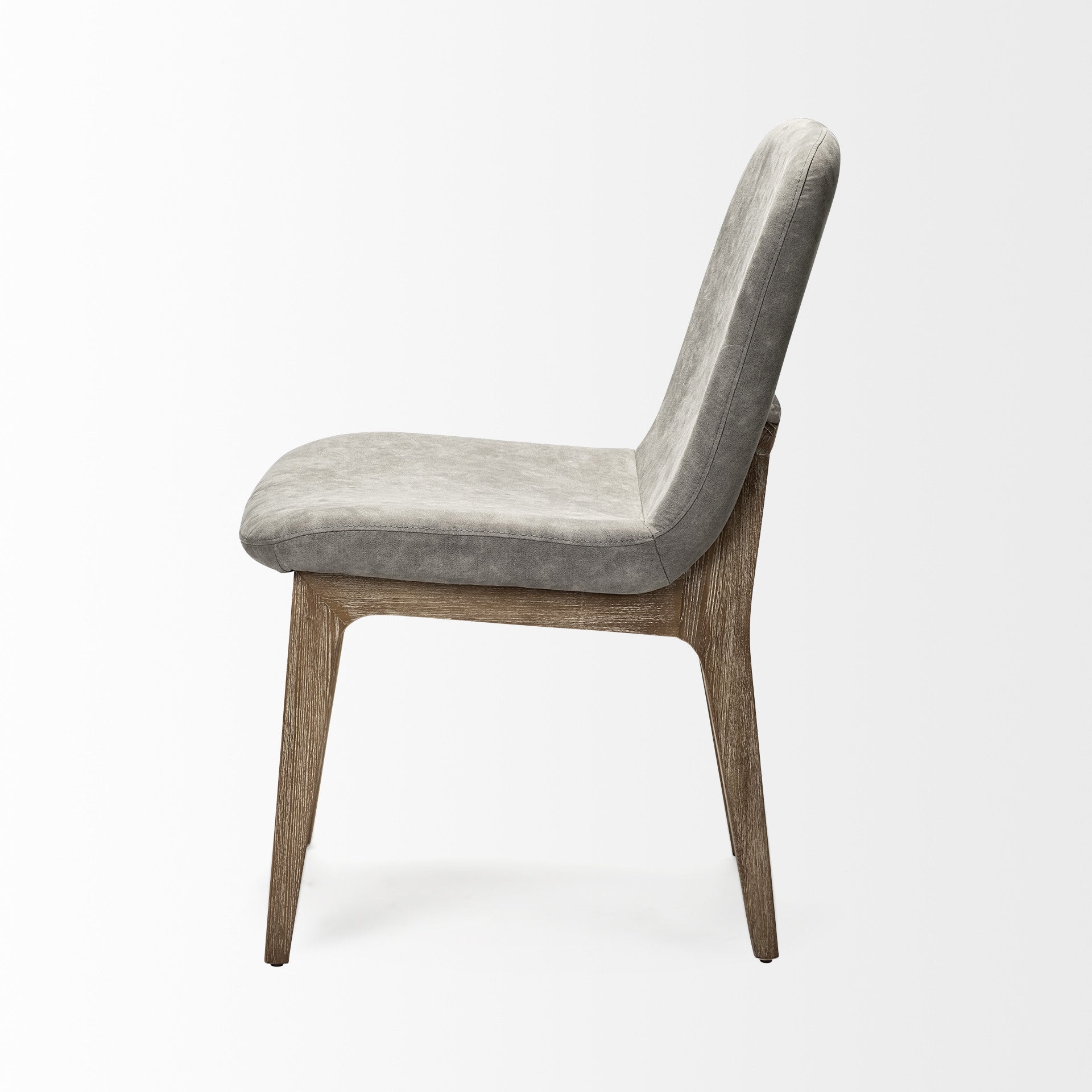 Set of Two Gray and Brown Upholstered Fabric Side Chairs