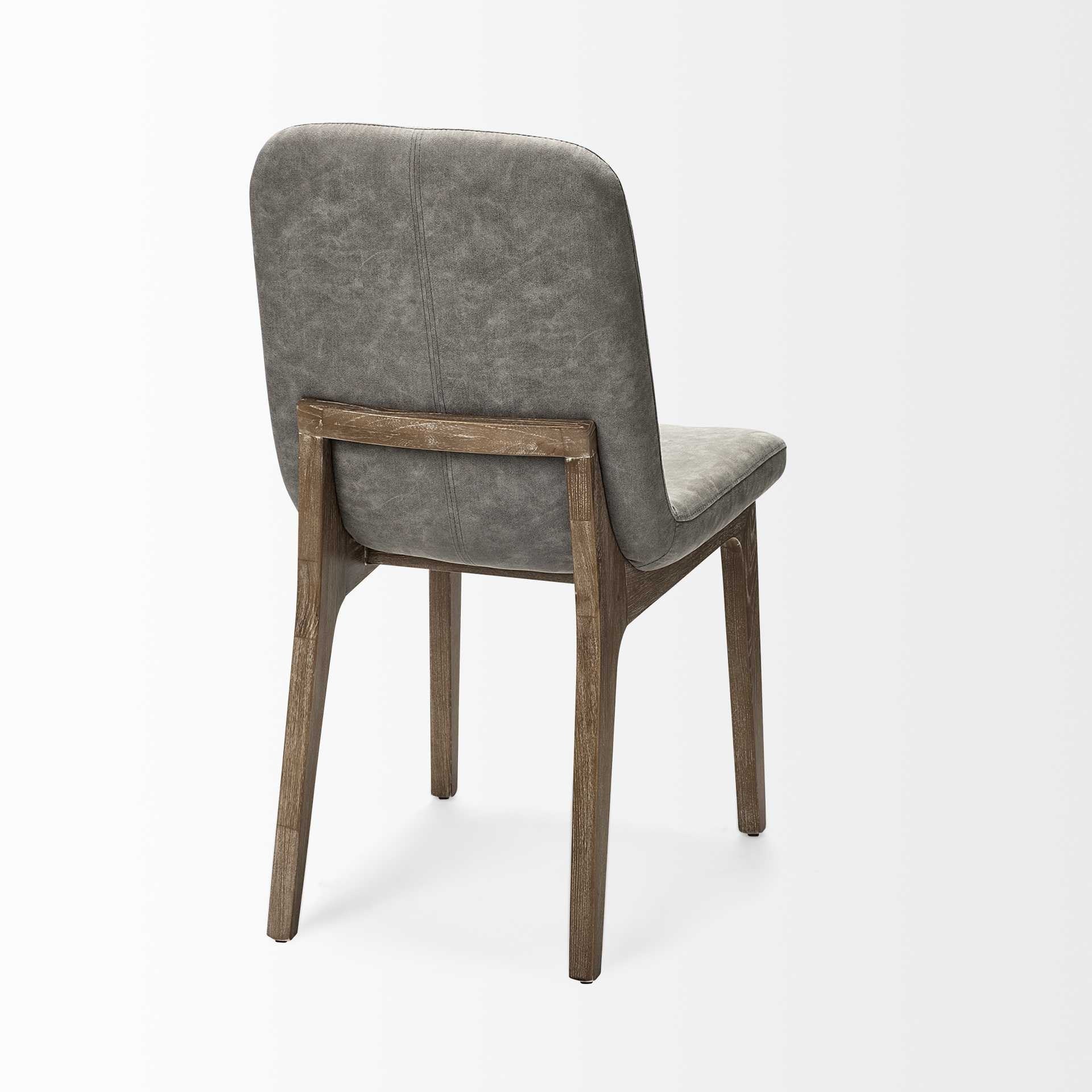 Set of Two Gray and Brown Upholstered Fabric Side Chairs