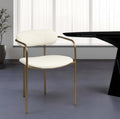 Set of Two Cream and Gold Fabric Open Back Dining Arm Chairs