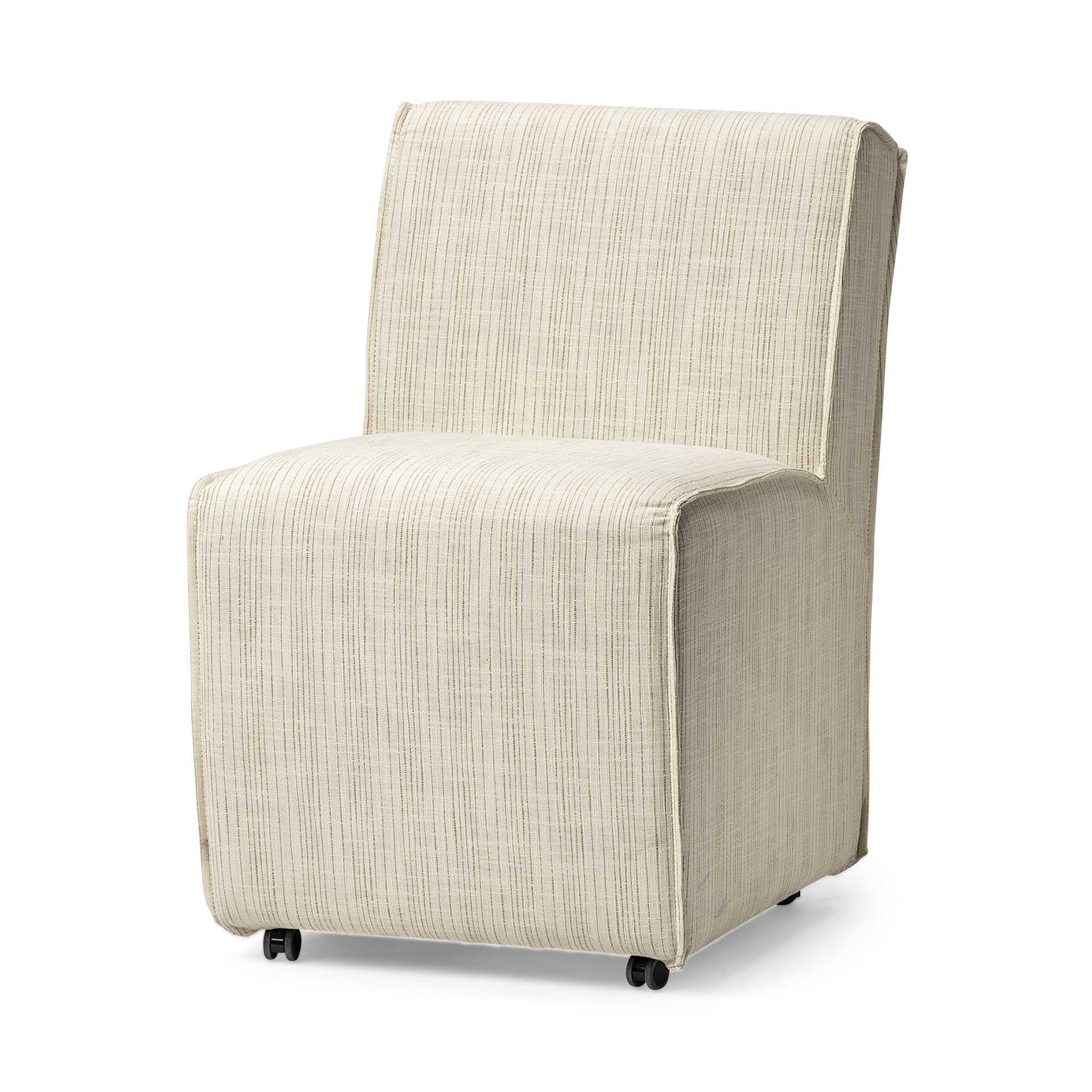 Set of Two Cream Fabric Dining Parsons Chairs