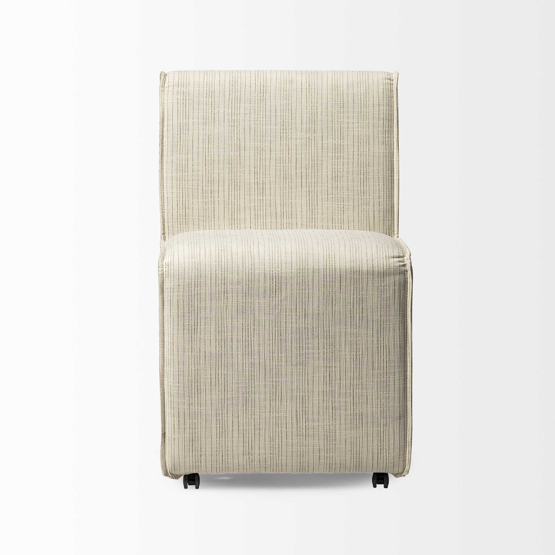 Set of Two Cream Fabric Dining Parsons Chairs