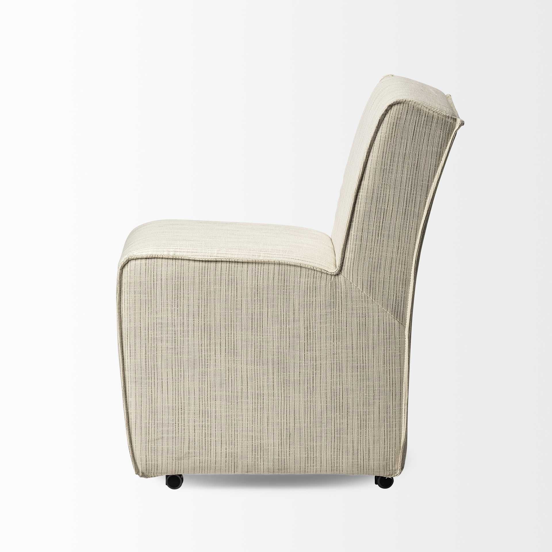 Set of Two Cream Fabric Dining Parsons Chairs