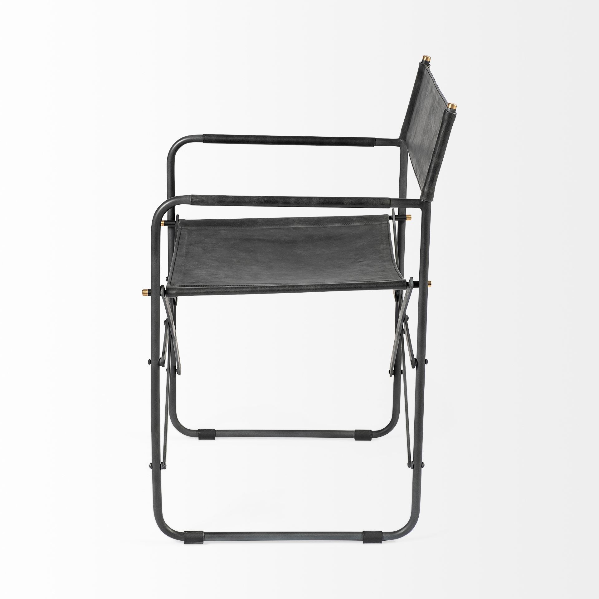 Black Leather Open Back Dining Arm Chair