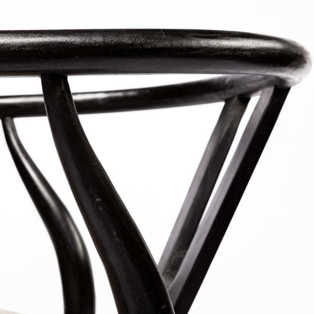 Beige and Black Upholstered Linen Wishbone Back Dining Side Chair
