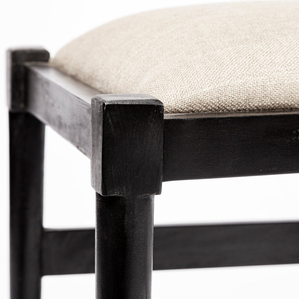 Beige and Black Upholstered Linen Wishbone Back Dining Side Chair