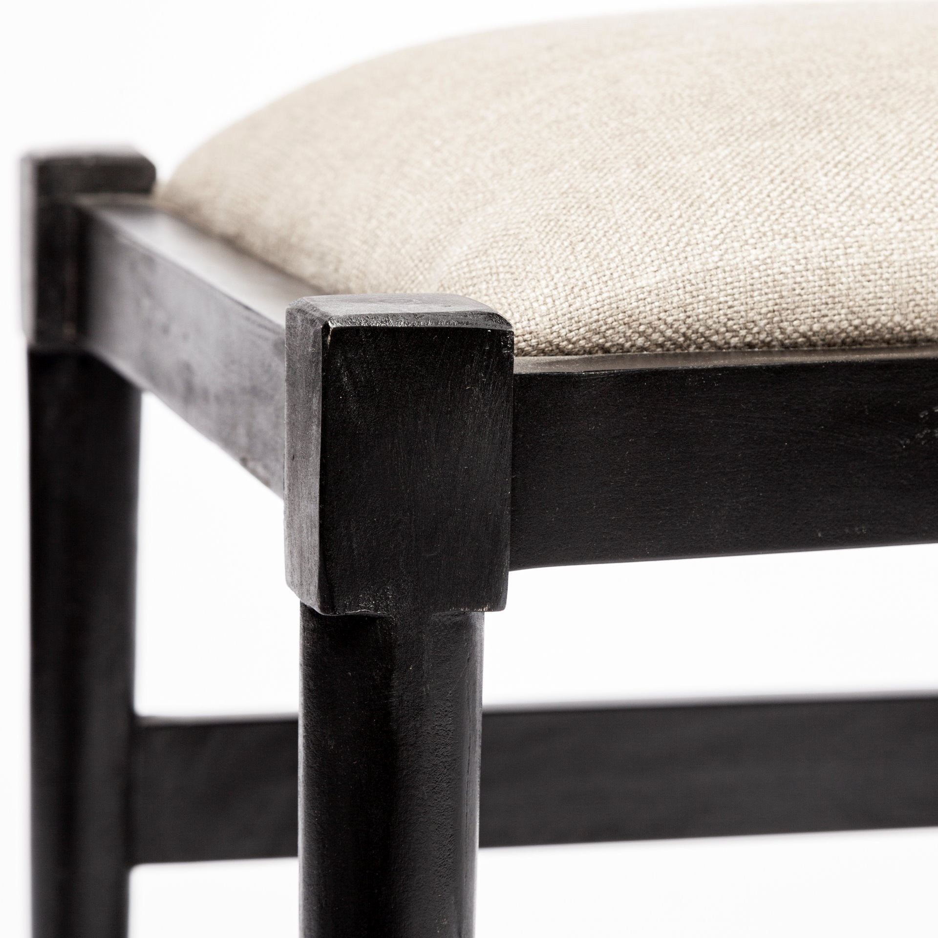 Beige and Black Upholstered Linen Wishbone Back Dining Side Chair