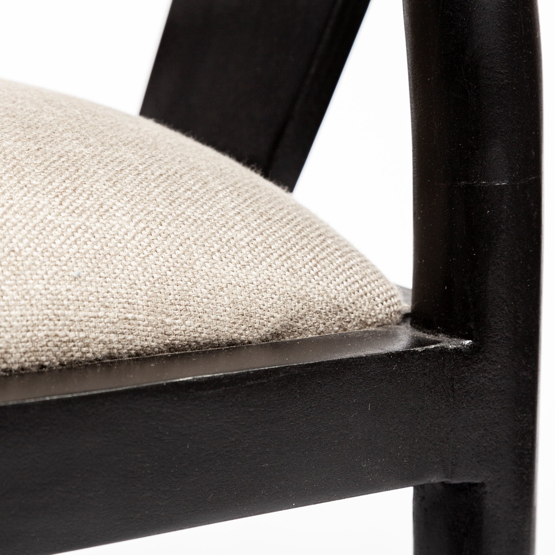 Beige and Black Upholstered Linen Wishbone Back Dining Side Chair