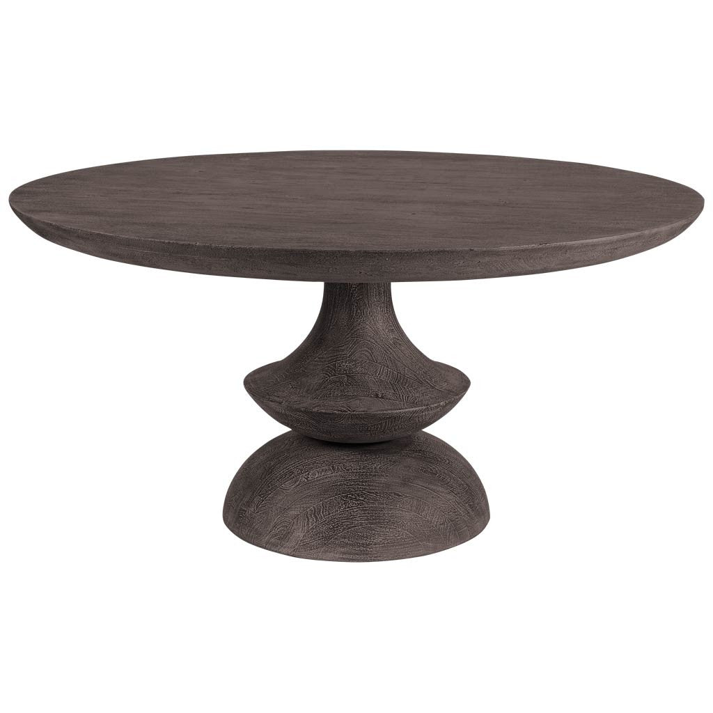 Gray Rounded Solid Wood Pedestal Base Dining Table - 60-inch