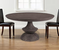 Gray Rounded Solid Wood Pedestal Base Dining Table - 60-inch