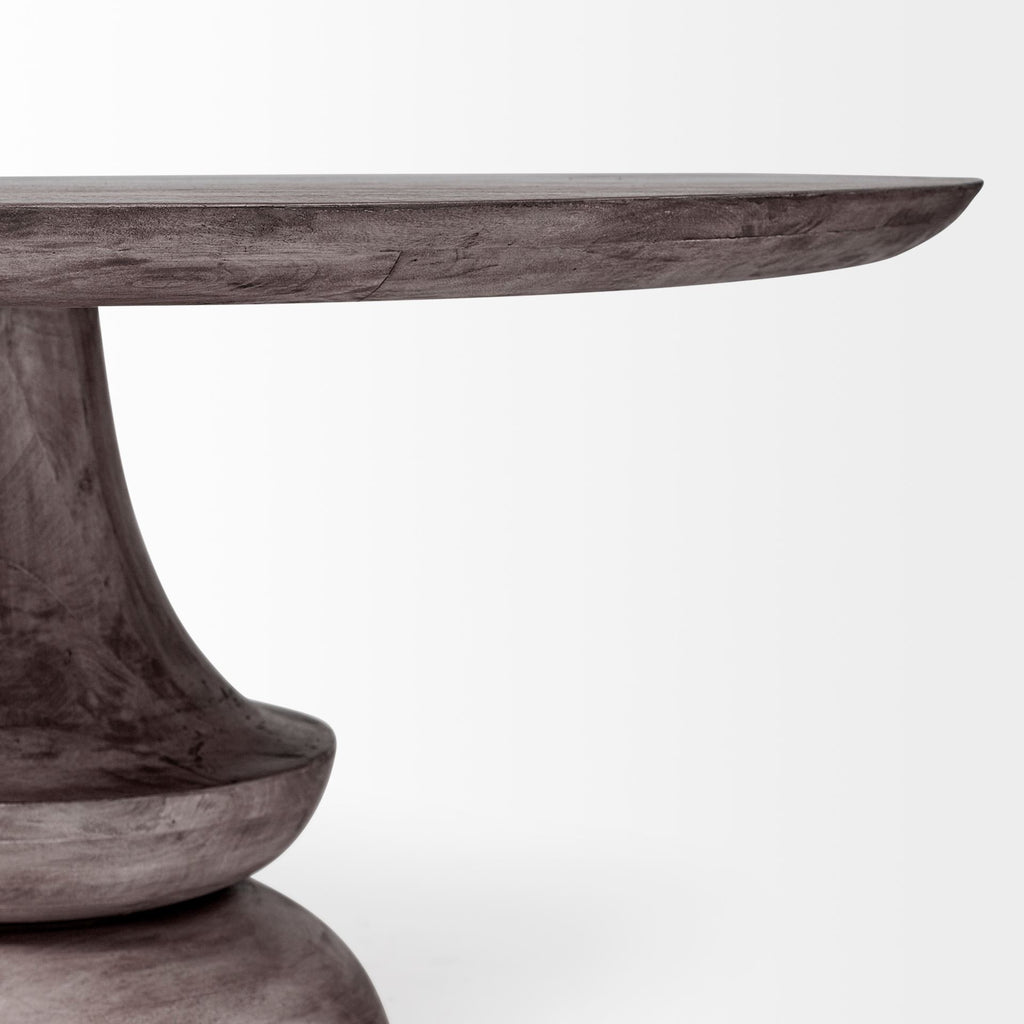 Gray Rounded Solid Wood Pedestal Base Dining Table - 60-inch