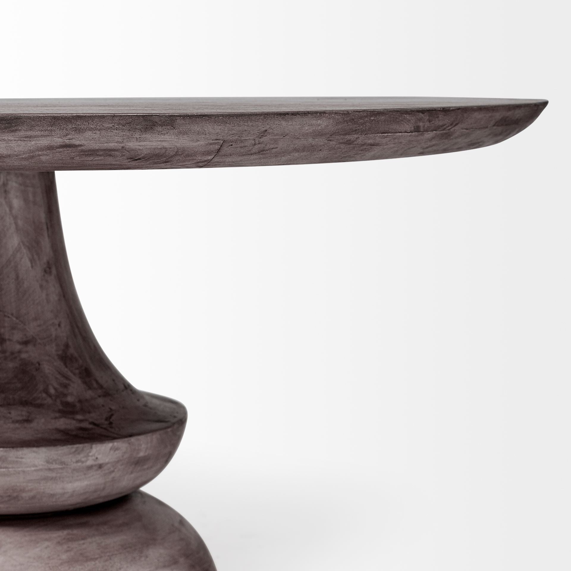 Gray Rounded Solid Wood Pedestal Base Dining Table - 60-inch