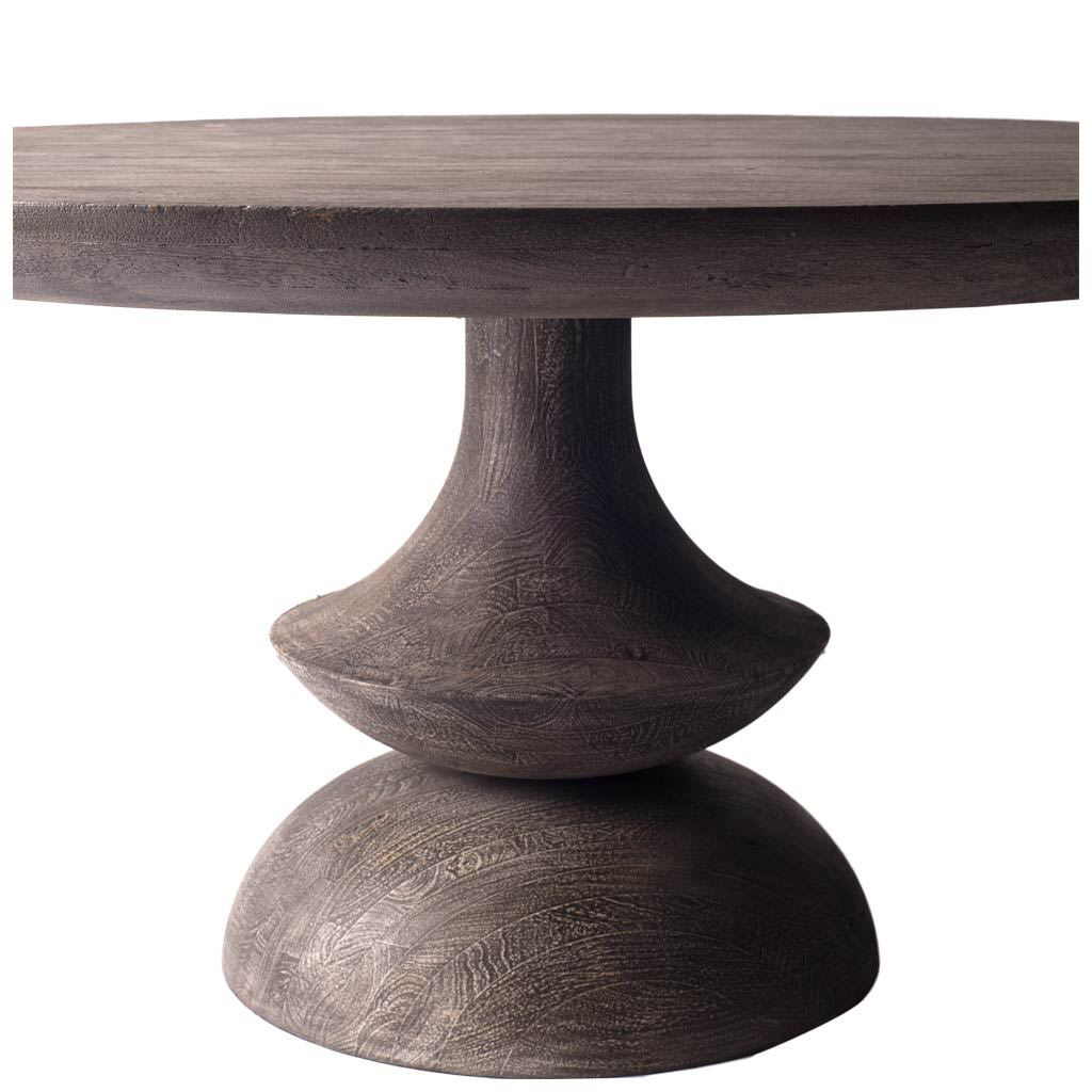 Gray Rounded Solid Wood Pedestal Base Dining Table - 60-inch