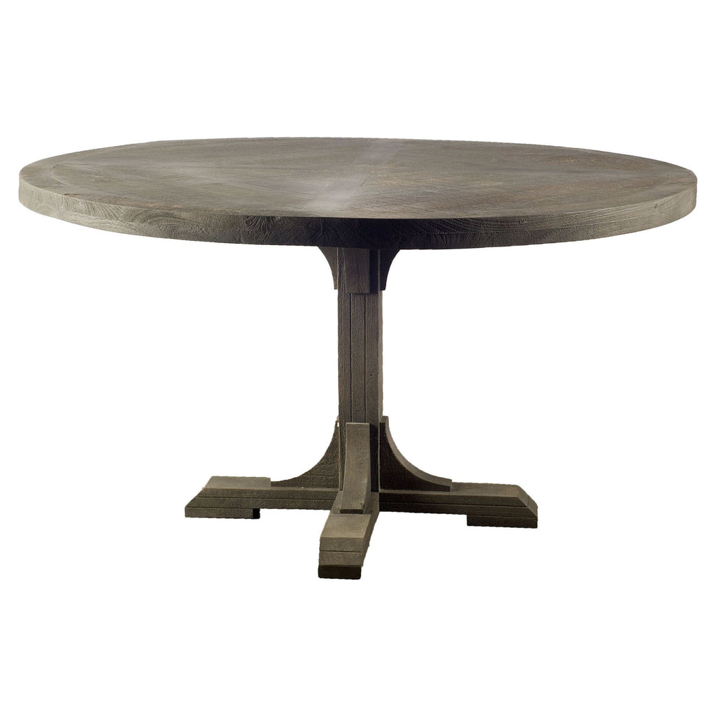 Brown Rounded Solid Wood Pedestal Base Dining Table - 54-inch