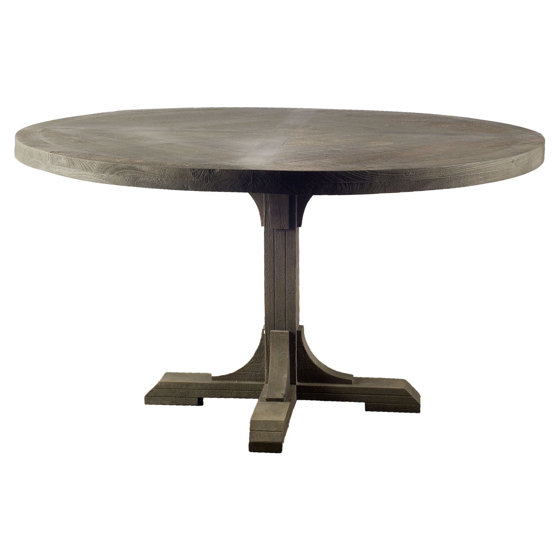 Brown Rounded Solid Wood Pedestal Base Dining Table - 54-inch