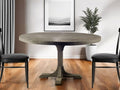 Brown Rounded Solid Wood Pedestal Base Dining Table - 54-inch