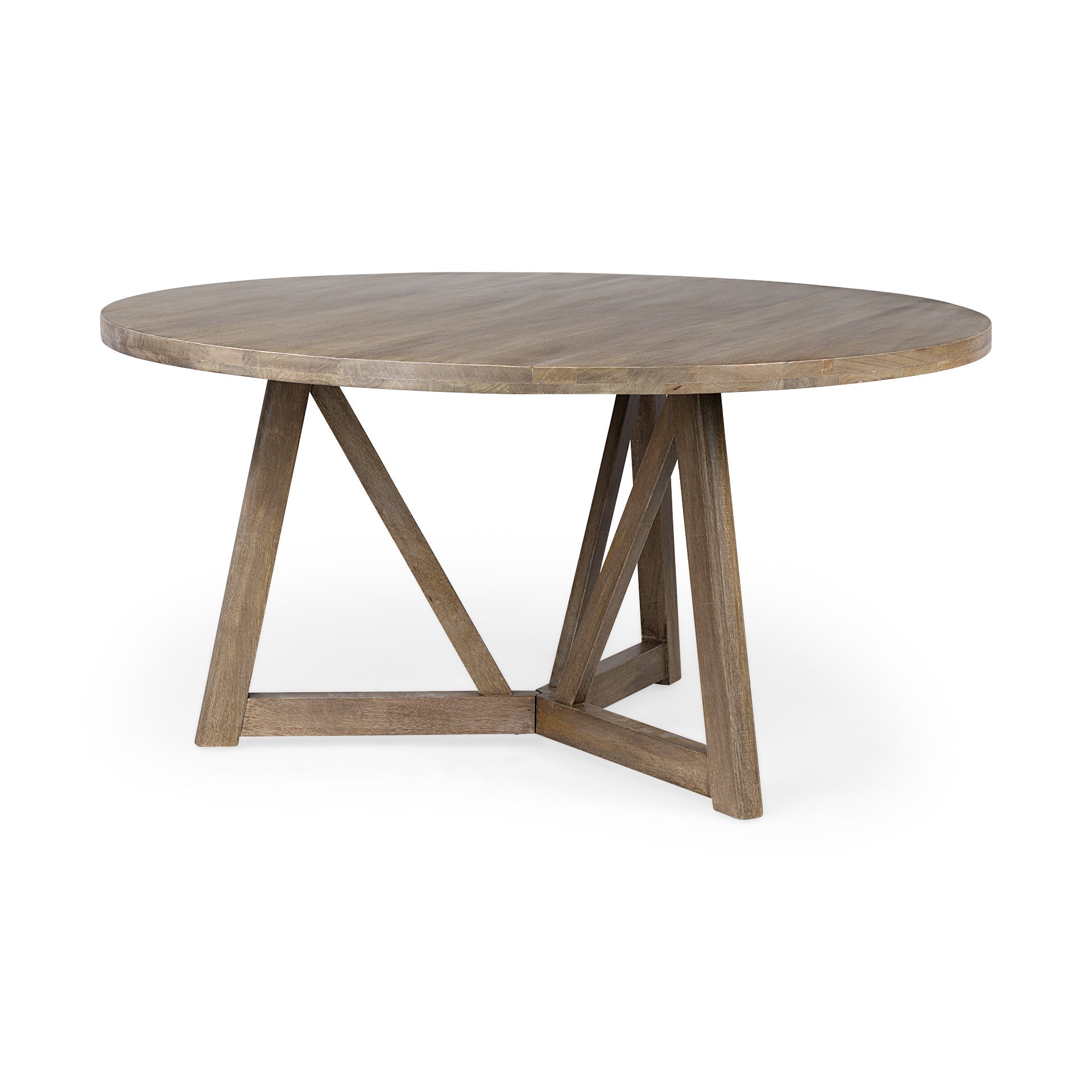 Brown Rounded Solid Wood Pedestal Base Dining Table - 60-inch