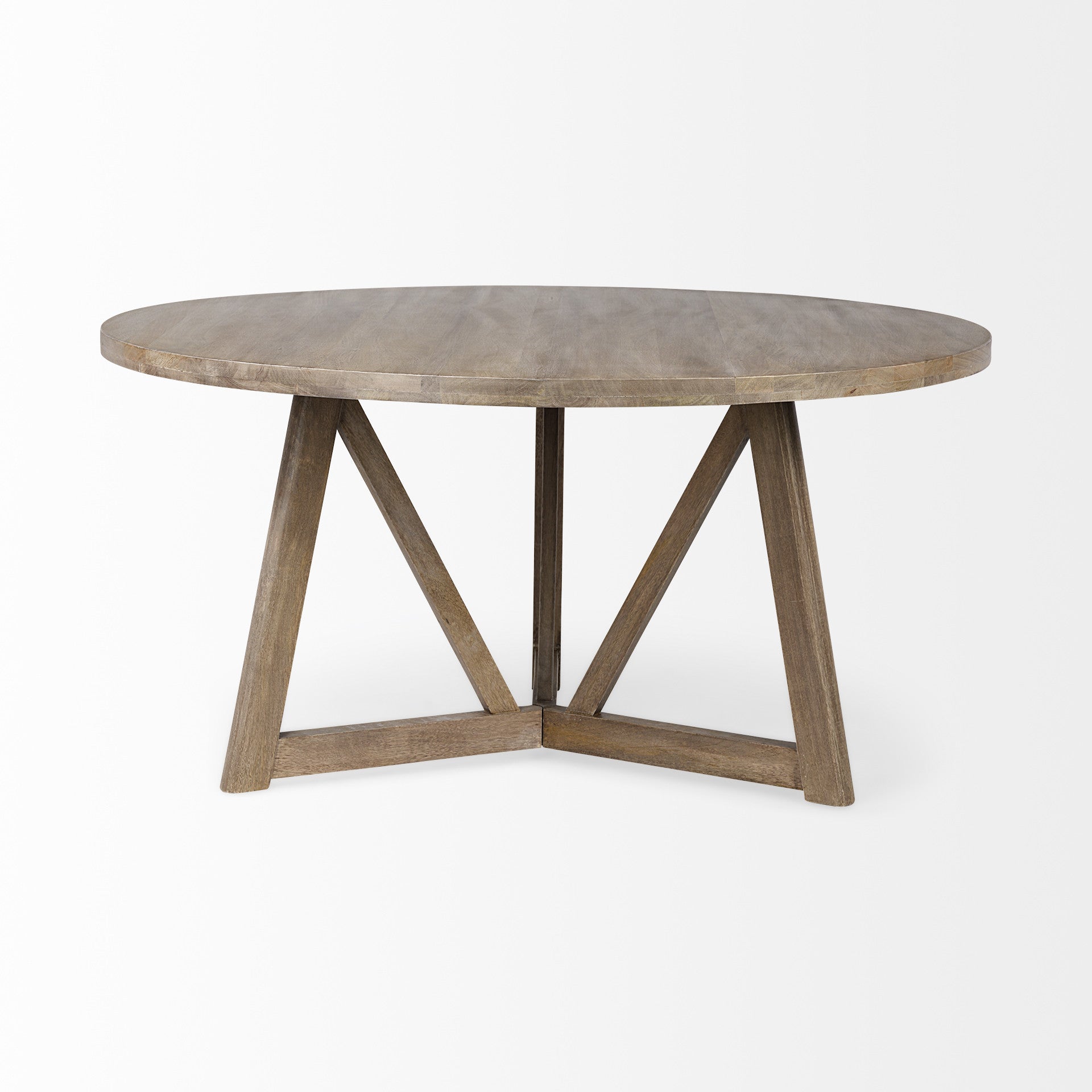 Brown Rounded Solid Wood Pedestal Base Dining Table - 60-inch