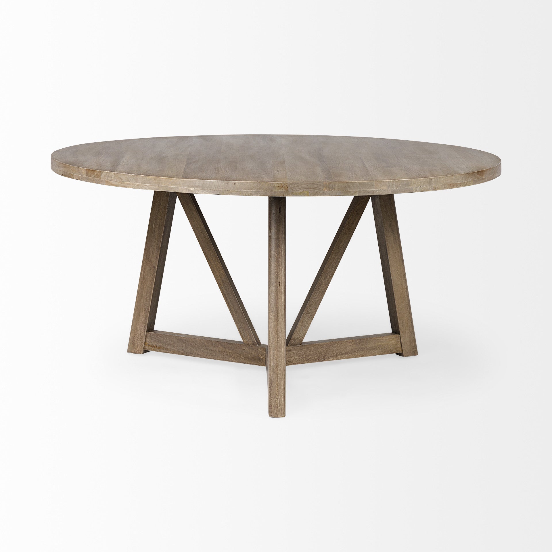 Brown Rounded Solid Wood Pedestal Base Dining Table - 60-inch