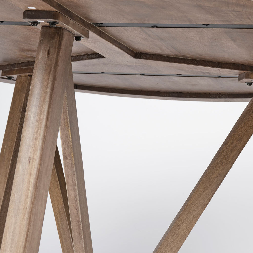 Brown Rounded Solid Wood Pedestal Base Dining Table - 60-inch