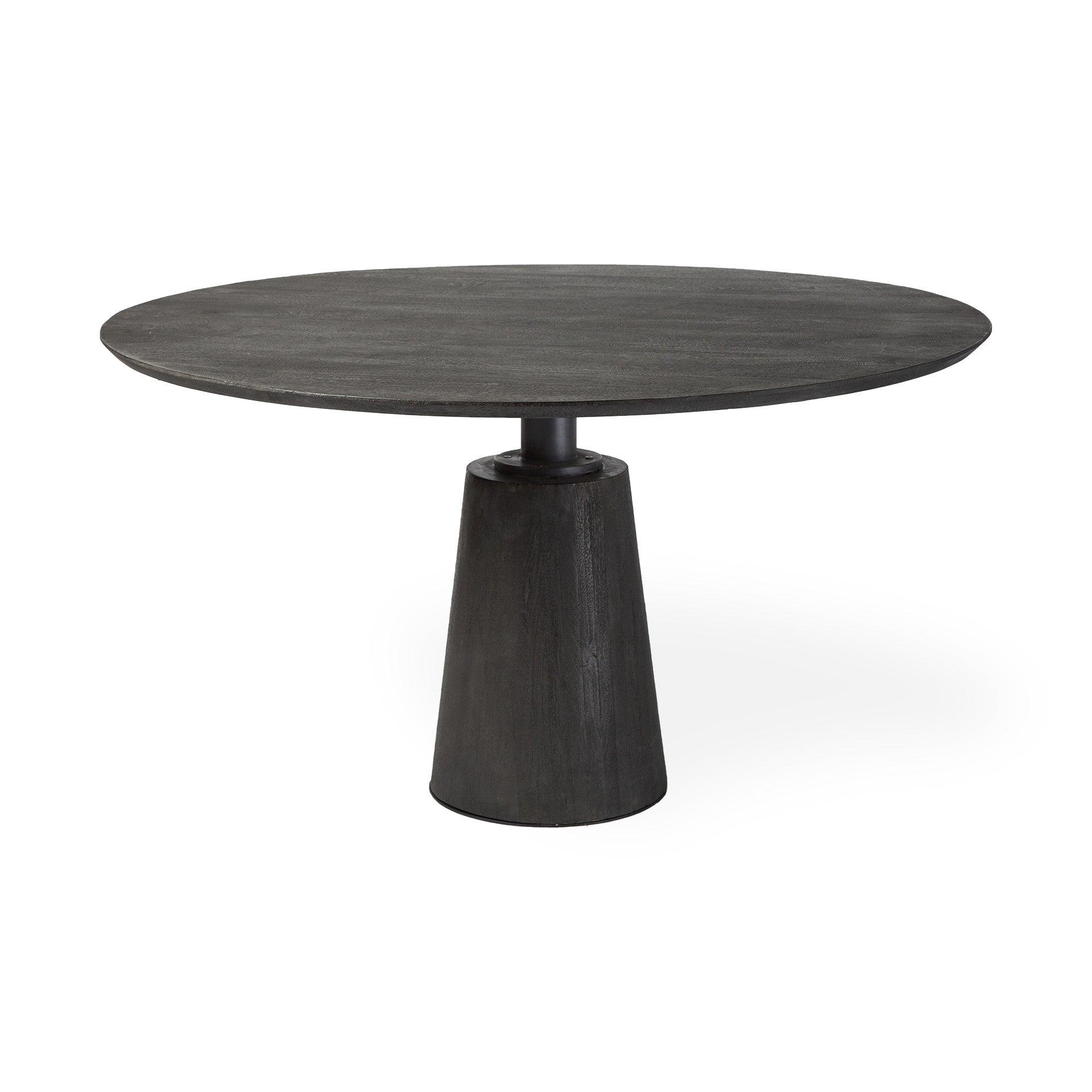 Brown Solid Wood and Iron Pedestal Base Round Top Dining Table - 54-inch