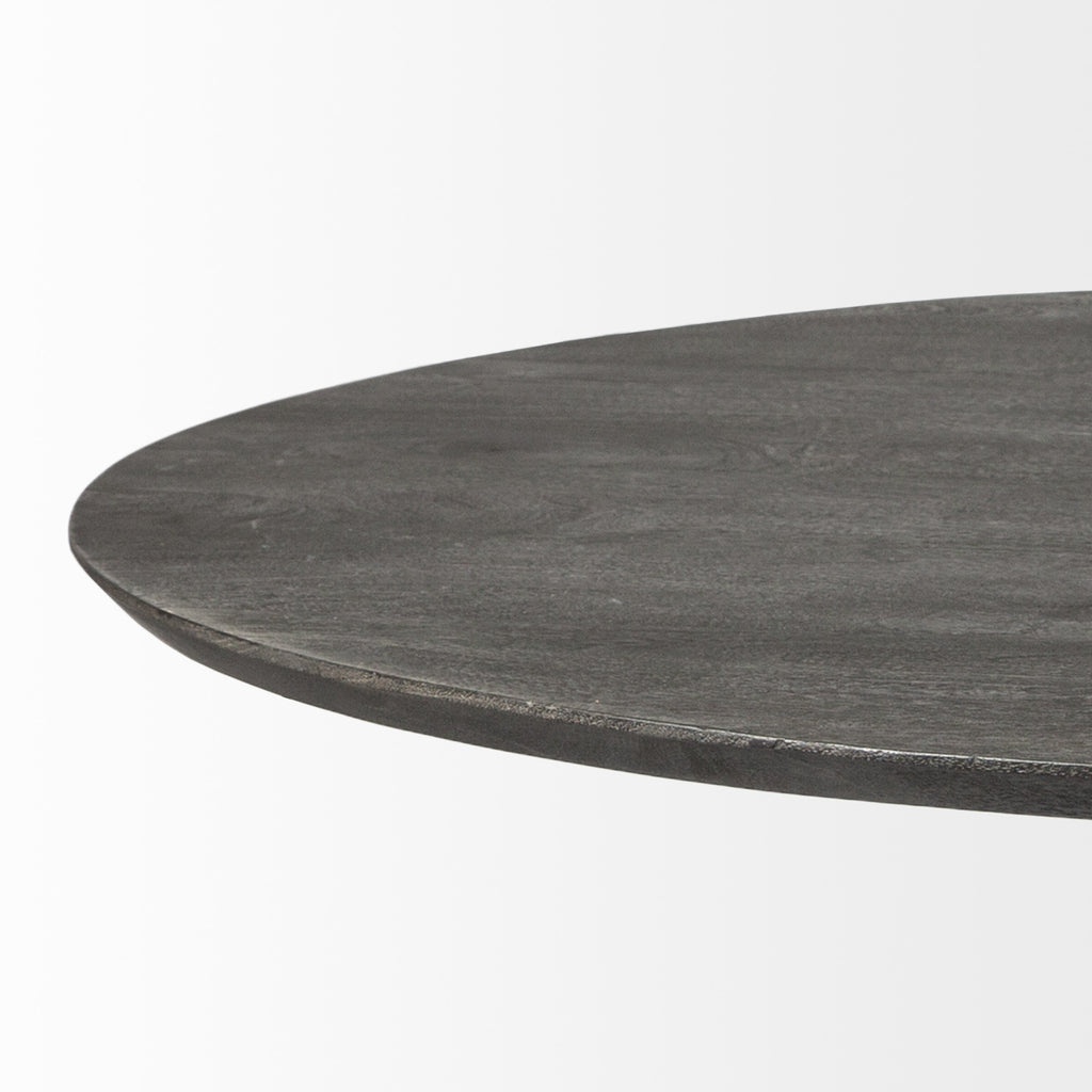 Brown Solid Wood and Iron Pedestal Base Round Top Dining Table - 54-inch