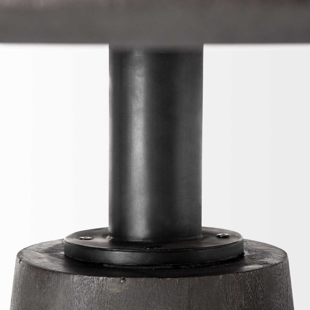 Brown Solid Wood and Iron Pedestal Base Round Top Dining Table - 54-inch