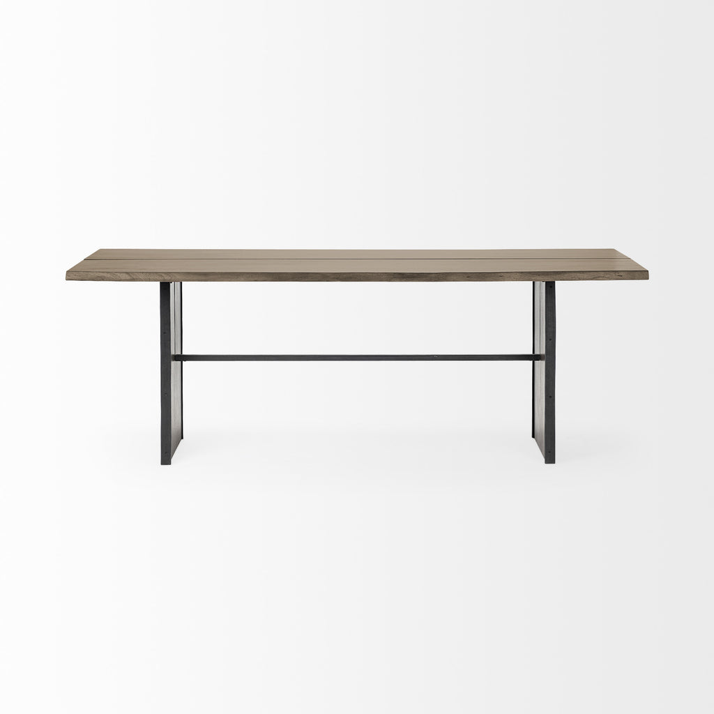 Brown Solid Wood Sled Base Dining Table - 84-inch