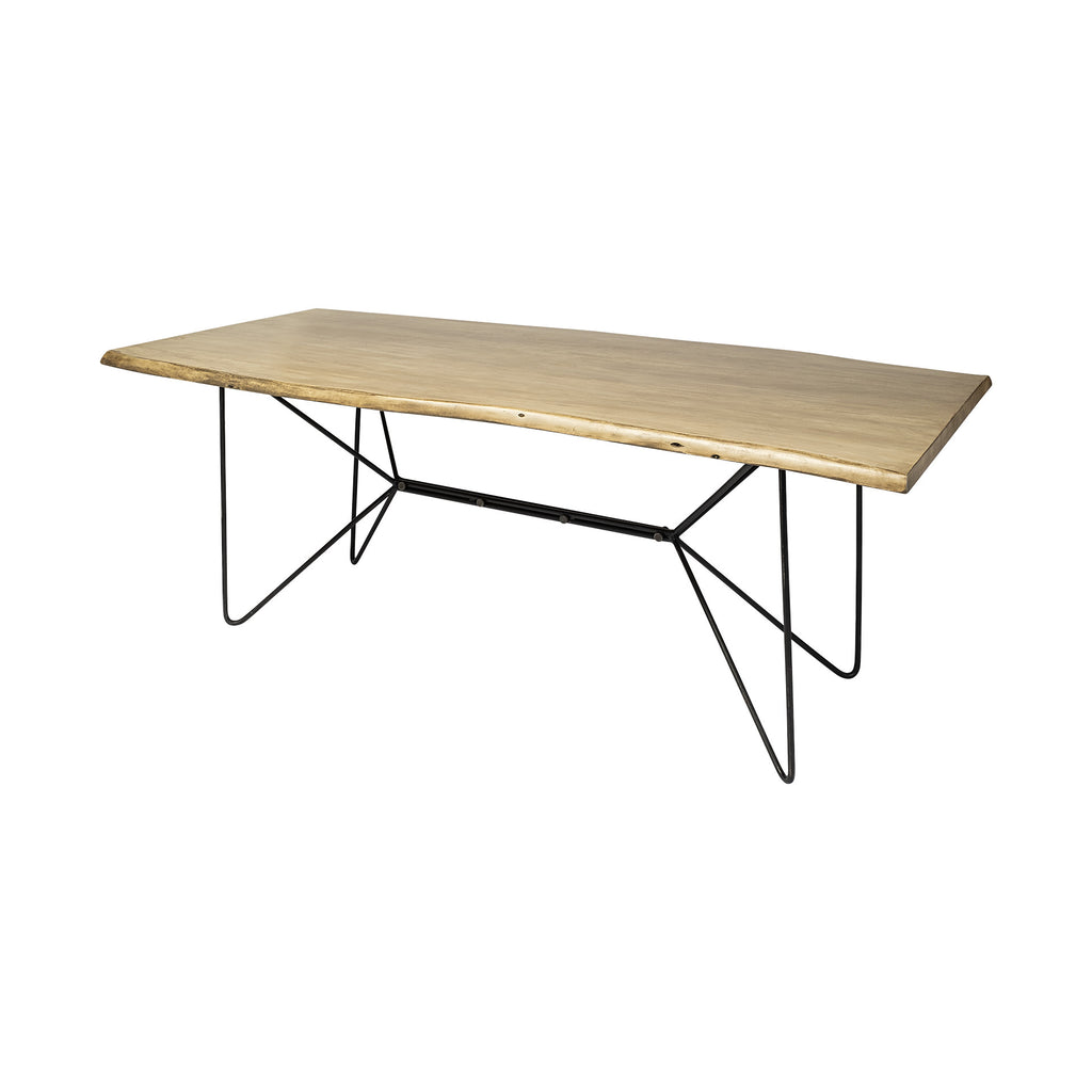 Brown and Black Solid Wood and Metal Dining Table - 80-inch