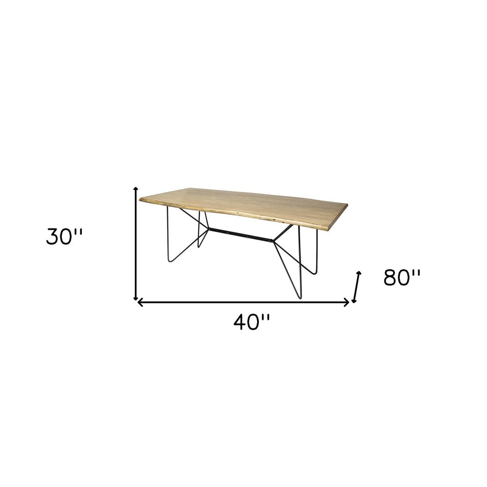 Brown and Black Solid Wood and Metal Dining Table - 80-inch