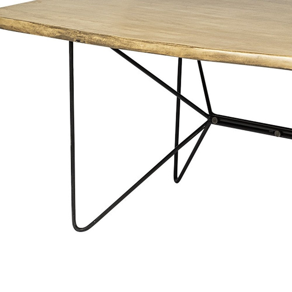 Brown and Black Solid Wood and Metal Dining Table - 80-inch
