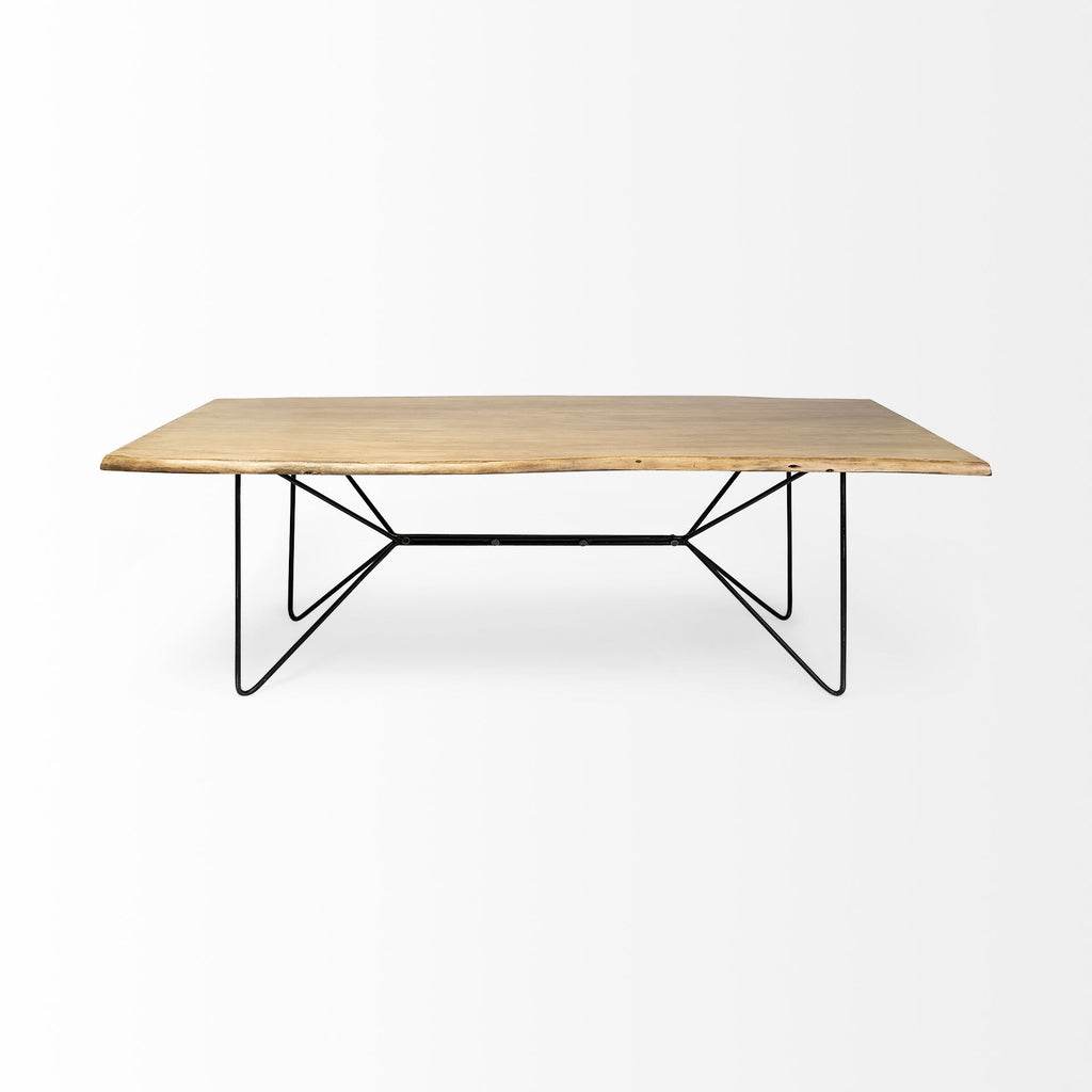 Brown and Black Solid Wood and Metal Dining Table - 80-inch