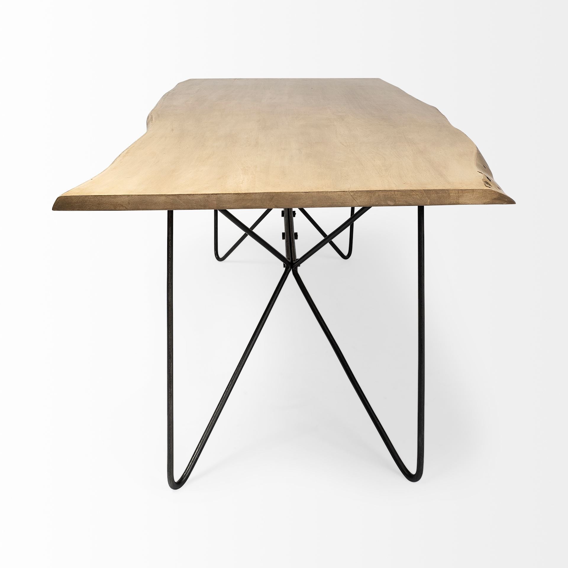 Brown and Black Solid Wood and Metal Dining Table - 80-inch